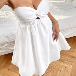 White Strapless Babydoll Dress
